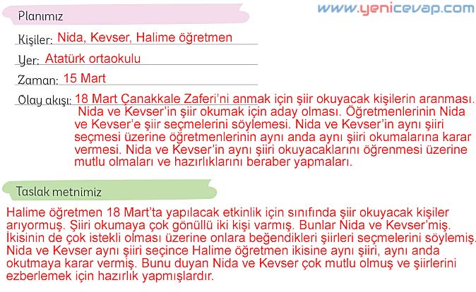 5. Sınıf Türkçe 1. Kitap Sayfa 109 110 111 112 113 Cevapları Meb