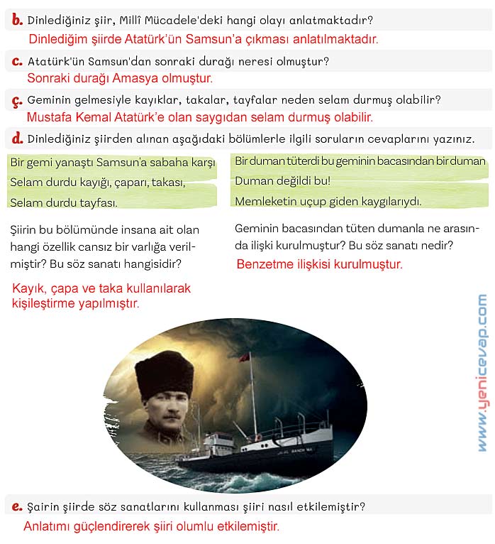 5. Sınıf Türkçe 1. Kitap Sayfa 109 110 111 112 113 Cevapları Meb
