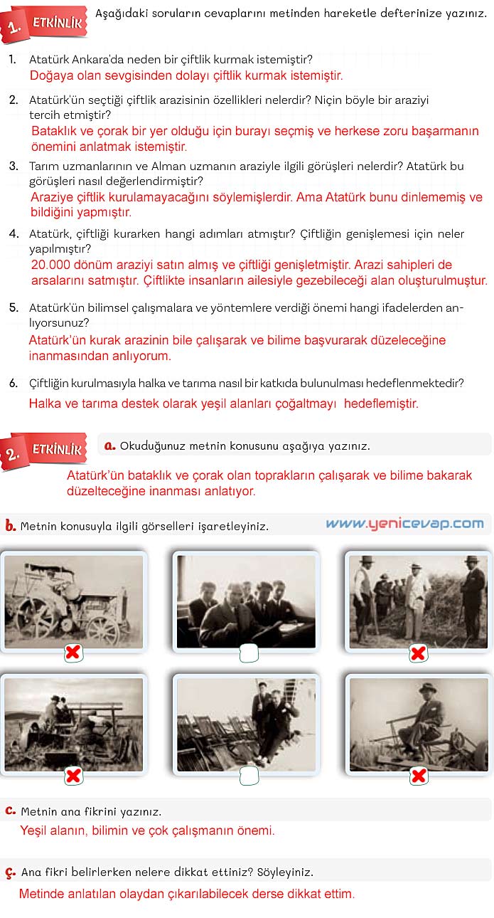 5. Sınıf Türkçe 1. Kitap Sayfa 117 120 122 123 124 125 Cevapları Meb