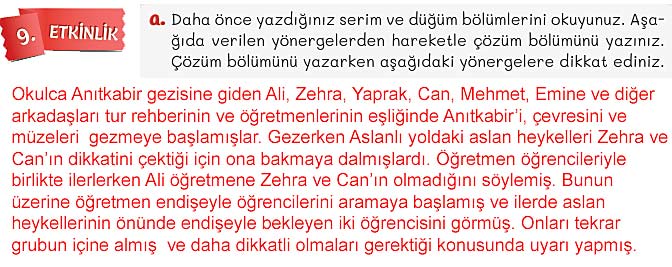 5. Sınıf Türkçe 1. Kitap Sayfa 126 127 129 130 131 Cevapları Meb