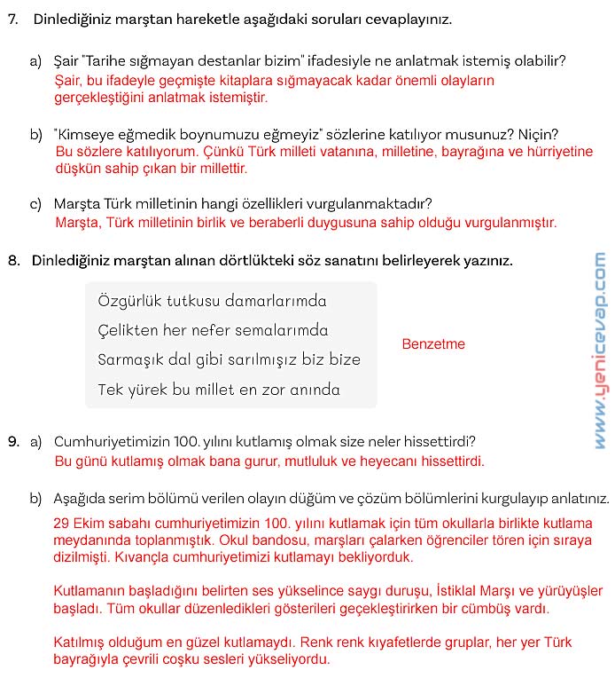 5. Sınıf Türkçe 1. Kitap Sayfa 132 133 134 135 Cevapları Meb