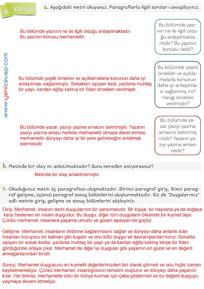 5. Sınıf Türkçe 1. Kitap Sayfa 138 139 140 141 142 Cevapları Meb