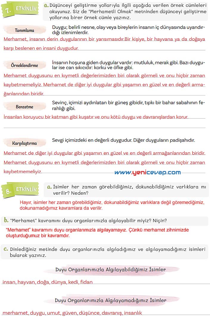 5. Sınıf Türkçe 1. Kitap Sayfa 143 144 145 146 147 Cevapları Meb