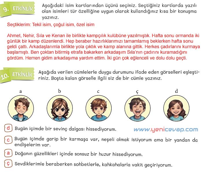 5. Sınıf Türkçe 1. Kitap Sayfa 143 144 145 146 147 Cevapları Meb