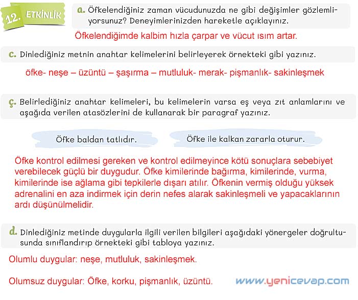 5. Sınıf Türkçe 1. Kitap Sayfa 143 144 145 146 147 Cevapları Meb