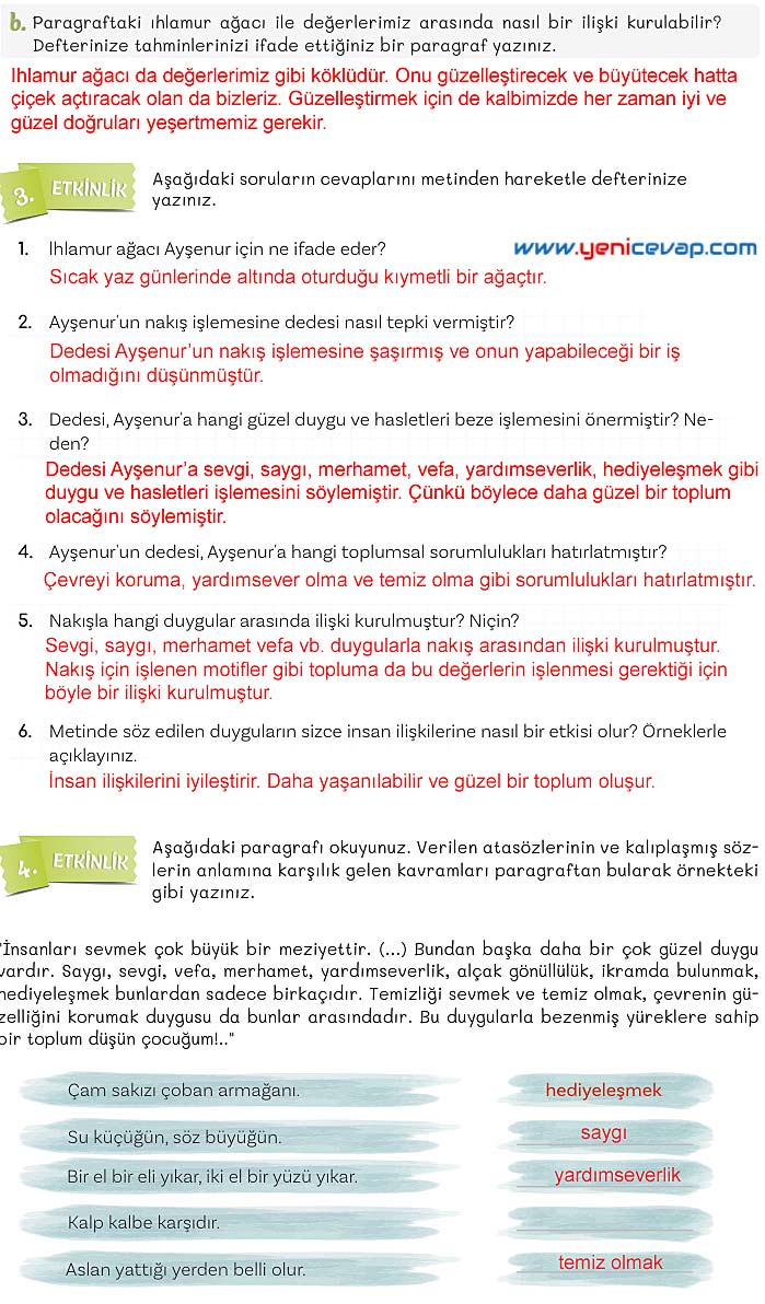 5. Sınıf Türkçe 1. Kitap Sayfa 148 150 153 154 Cevapları Meb