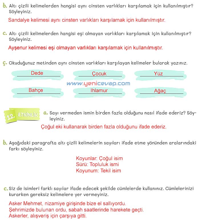 5. Sınıf Türkçe 1. Kitap Sayfa 163 164 165 166 Cevapları Meb