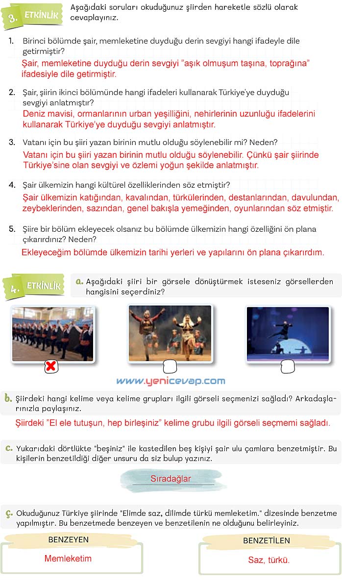 5. Sınıf Türkçe 1. Kitap Sayfa 163 164 165 166 Cevapları Meb