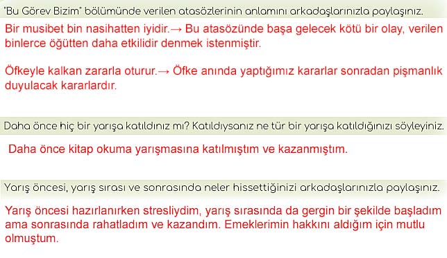 5. Sınıf Türkçe 1. Kitap Sayfa 167 169 170 171 Cevapları Meb