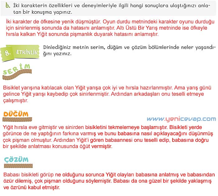 5. Sınıf Türkçe 1. Kitap Sayfa 172 173 174 175 178 Cevapları Meb