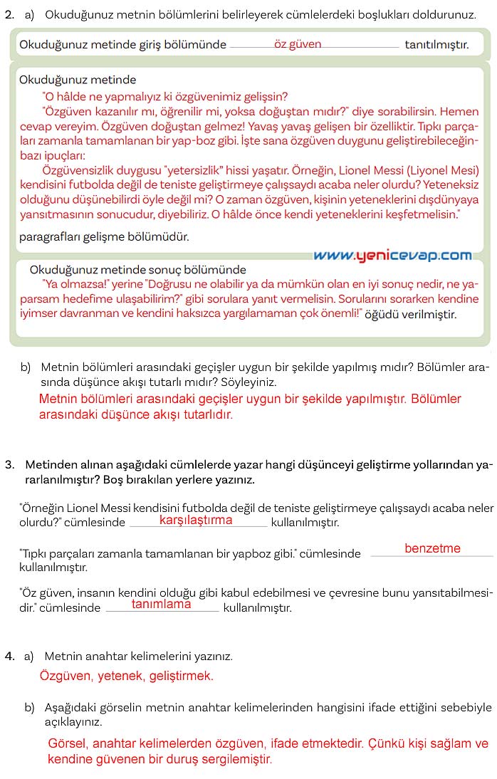5. Sınıf Türkçe 1. Kitap Sayfa 186 187 188 189 Cevapları Meb