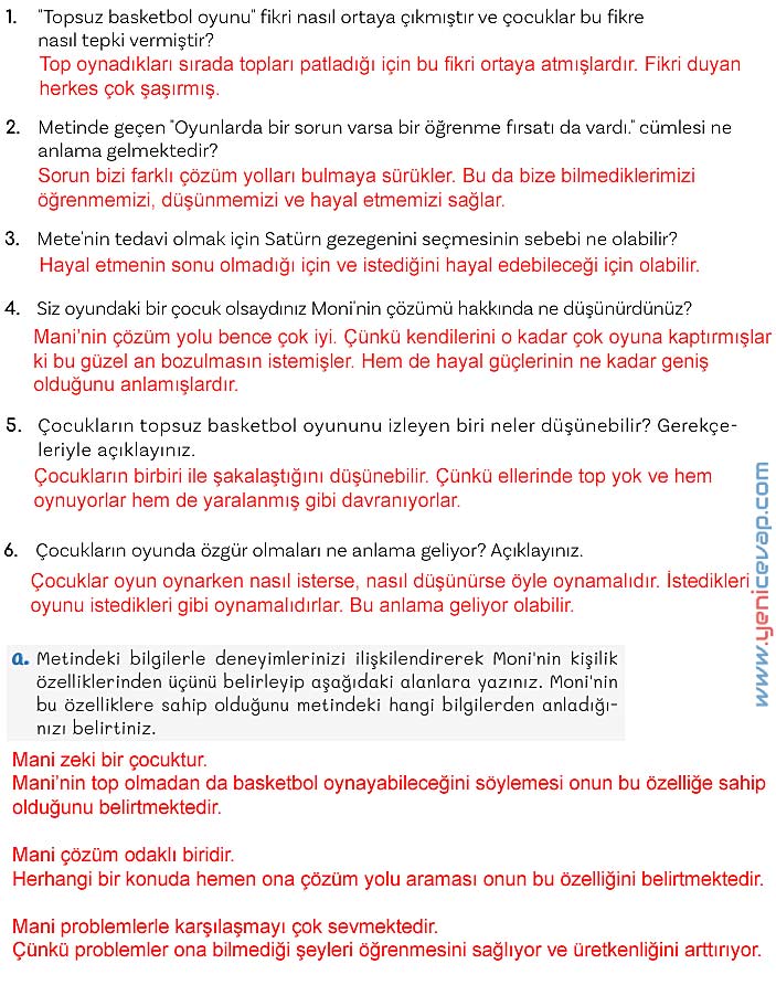 5. Sınıf Türkçe 1. Kitap Sayfa 31 32 33 34 Cevapları Meb