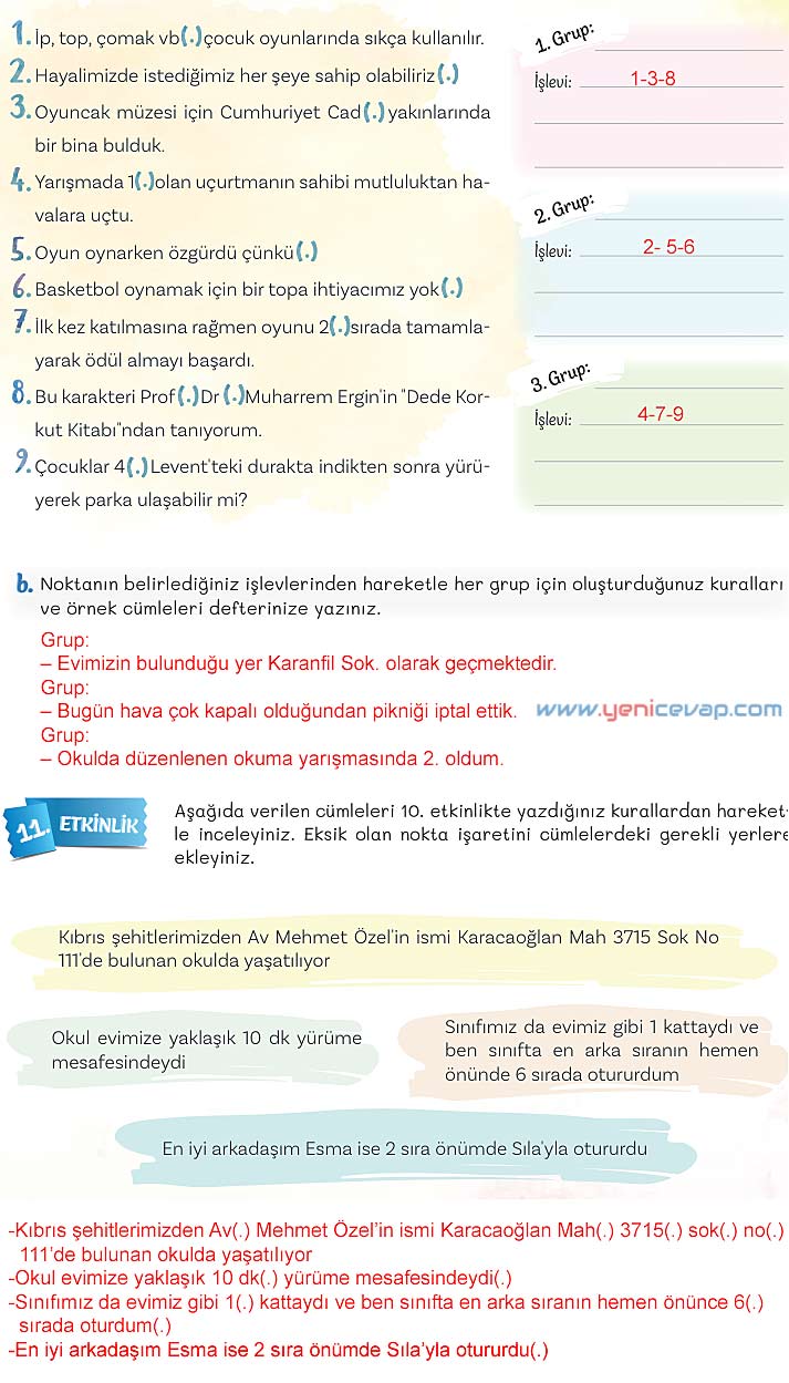 5. Sınıf Türkçe 1. Kitap Sayfa 35 36 37 38 41 Cevapları Meb