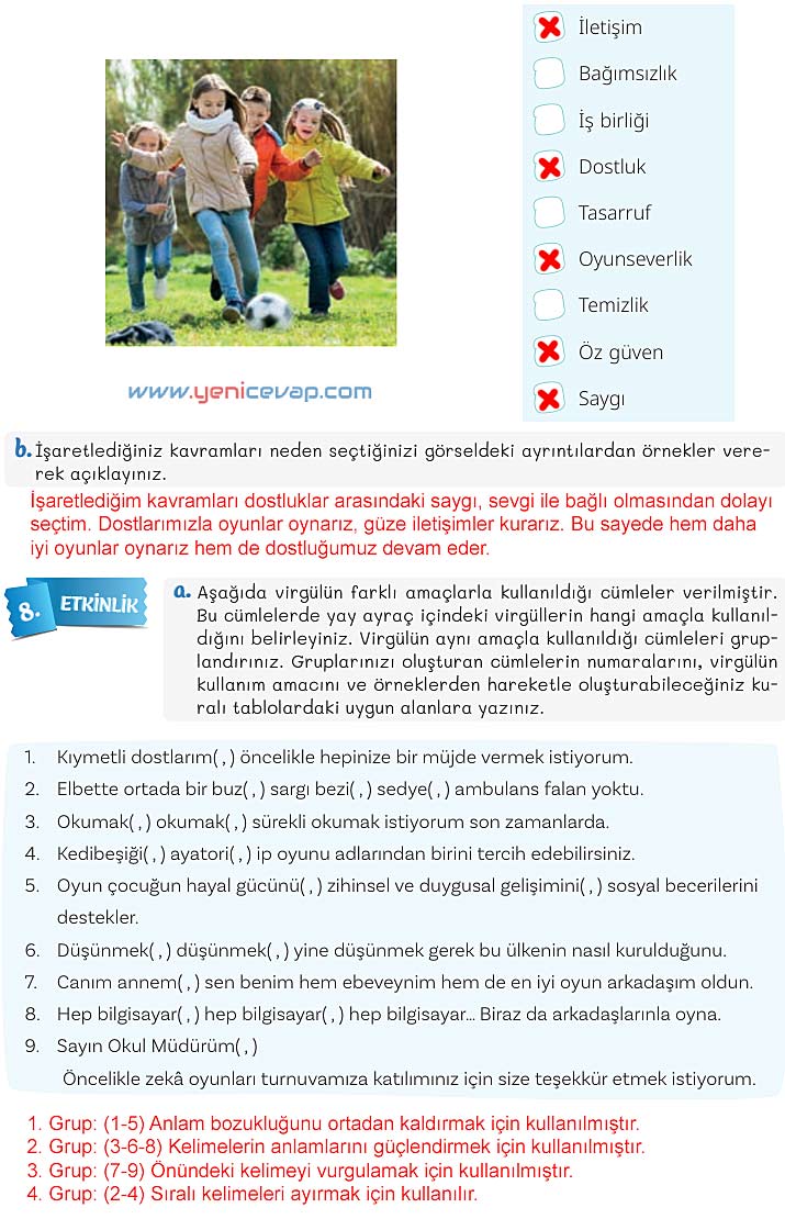 5. Sınıf Türkçe 1. Kitap Sayfa 42 43 44 45 Cevapları Meb