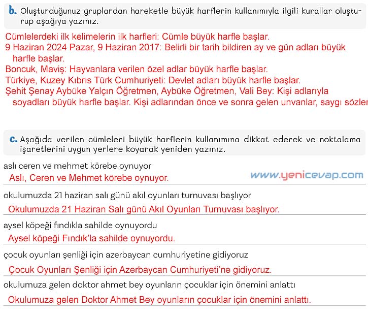 5. Sınıf Türkçe 1. Kitap Sayfa 47 48 49 51 Cevapları Meb