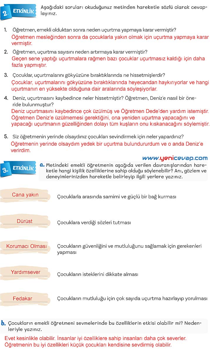 5. Sınıf Türkçe 1. Kitap Sayfa 52 56 57 58 Cevapları Meb
