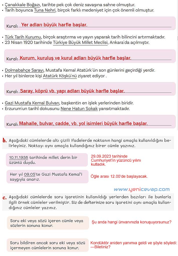 5. Sınıf Türkçe 1. Kitap Sayfa 87 88 89 90 93 Cevapları Meb