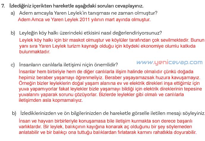 5. Sınıf Türkçe 2. Kitap Sayfa 104 105 106 107 108 Cevapları Meb