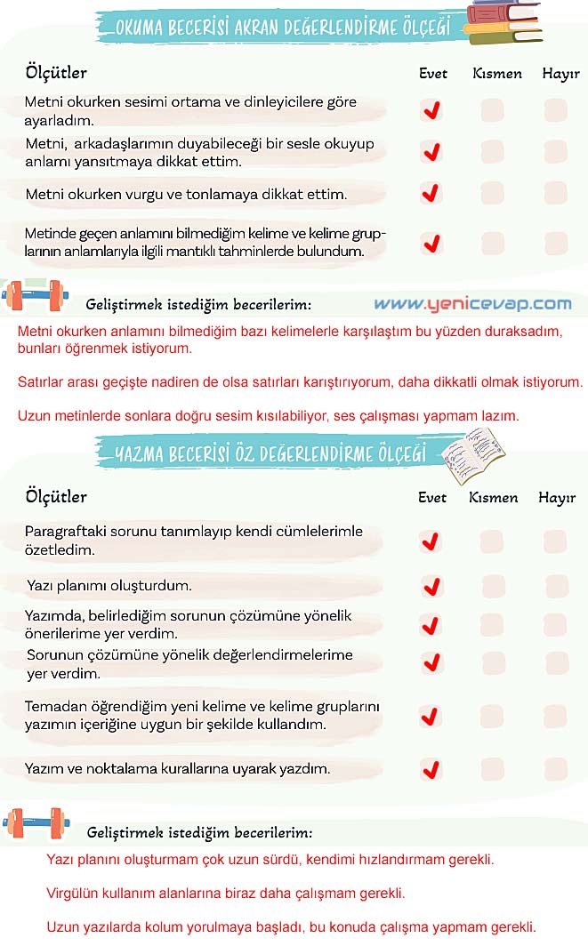 5. Sınıf Türkçe 2. Kitap Sayfa 109 110 111 114 Cevapları Meb