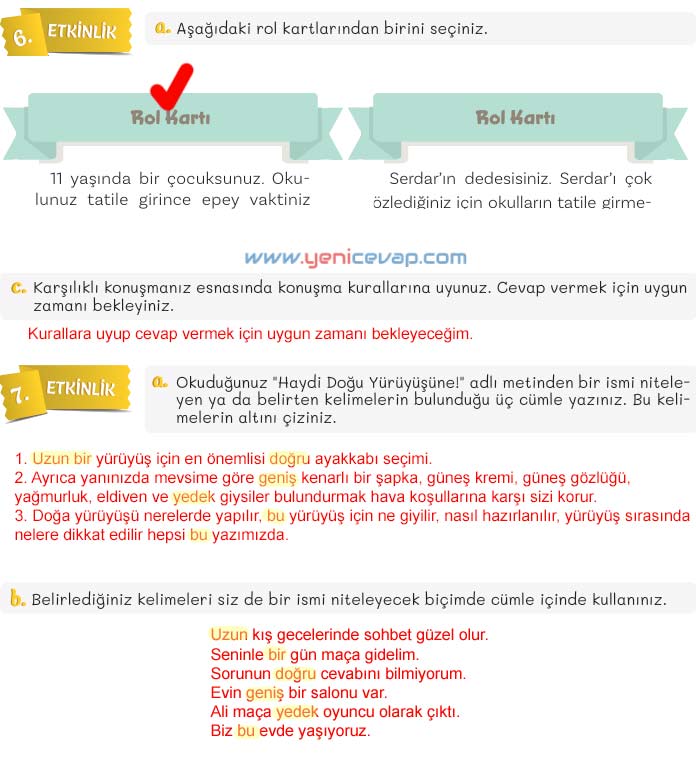 5. Sınıf Türkçe 2. Kitap Sayfa 116 117 118 119 Cevapları Meb