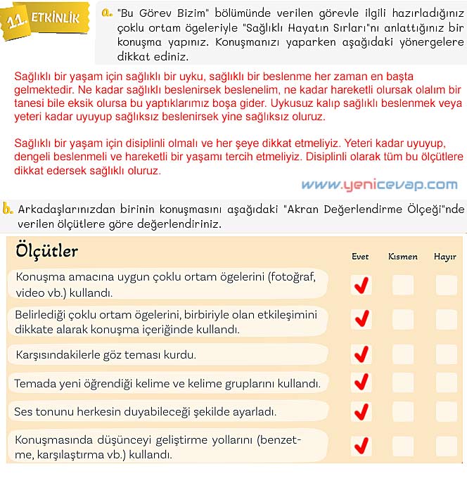 5. Sınıf Türkçe 2. Kitap Sayfa 120 121 122 123 124 Cevapları Meb