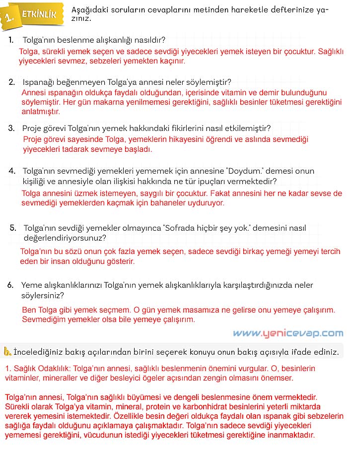 5. Sınıf Türkçe 2. Kitap Sayfa 126 127 128 131 132 Cevapları Meb