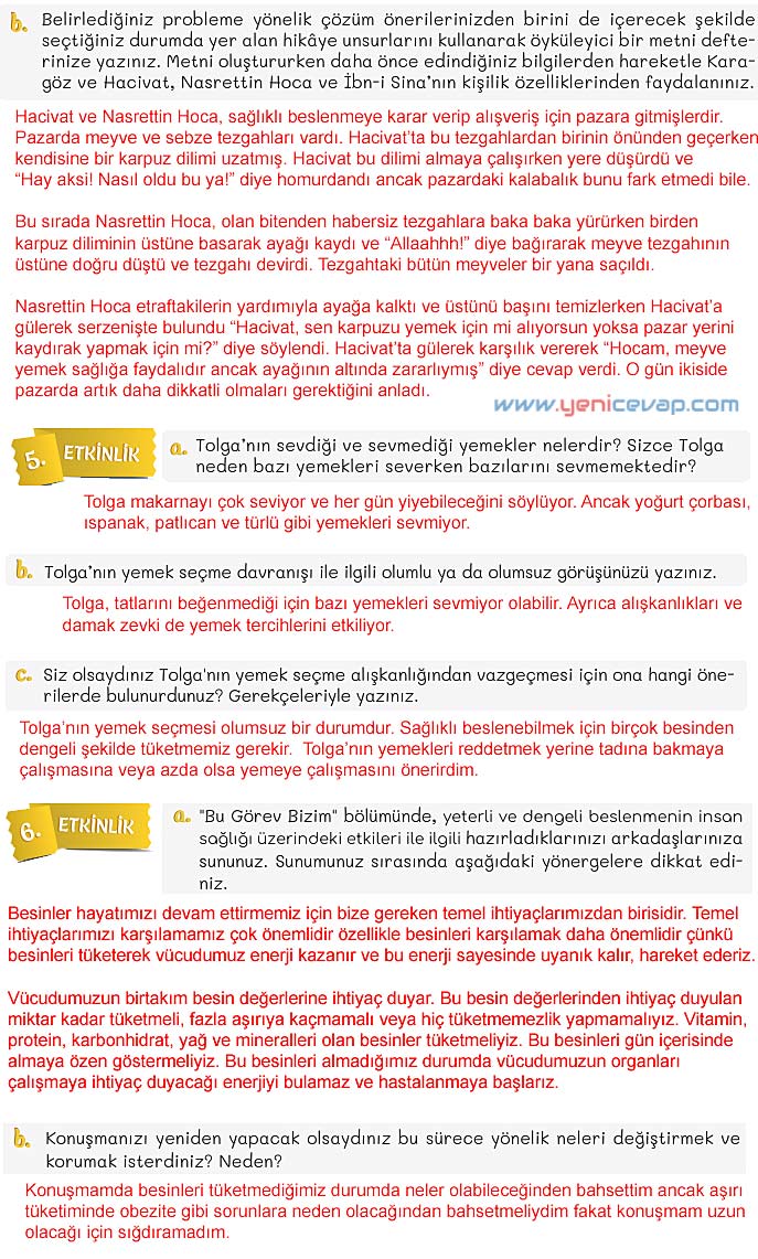 5. Sınıf Türkçe 2. Kitap Sayfa 133 134 135 136 Cevapları Meb