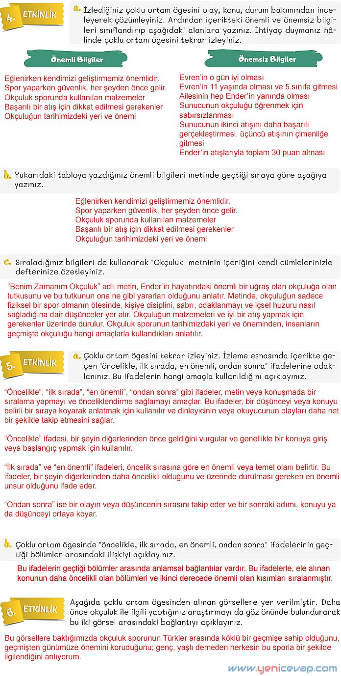 5. Sınıf Türkçe 2. Kitap Sayfa 137 138 139 140 Cevapları Meb