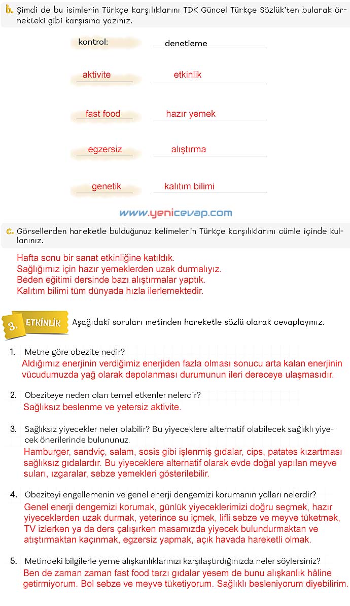5. Sınıf Türkçe 2. Kitap Sayfa 142 143 144 145 Cevapları Meb