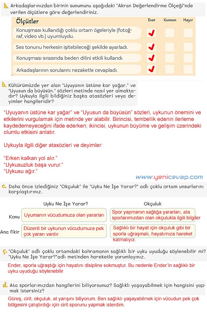 5. Sınıf Türkçe 2. Kitap Sayfa 146 147 148 149 Cevapları Meb