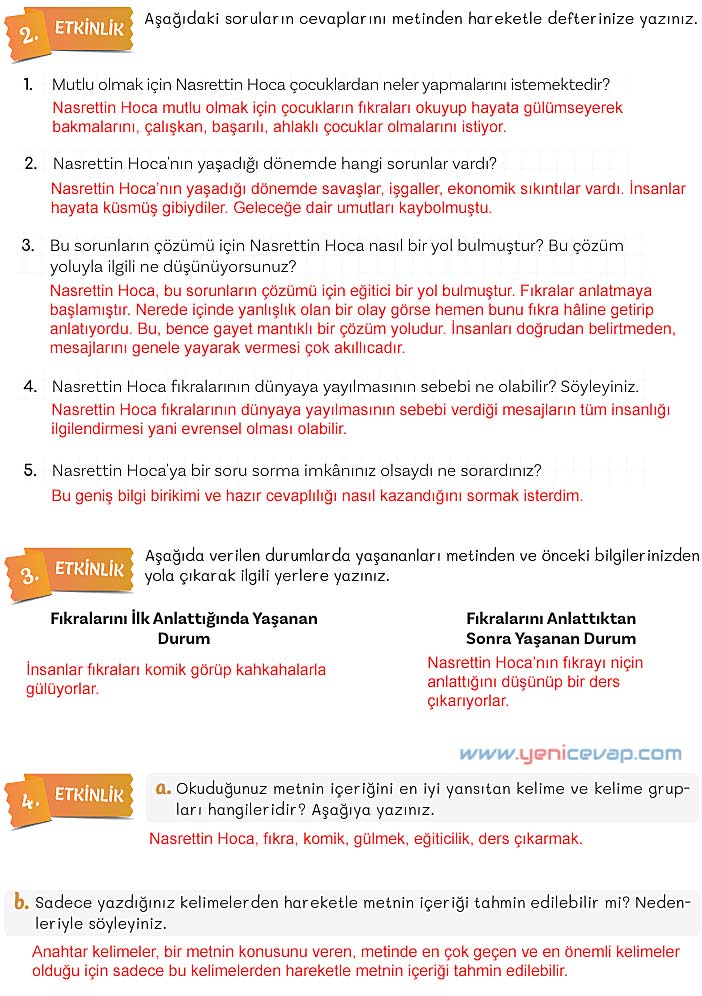 5. Sınıf Türkçe 2. Kitap Sayfa 12 14 15 16 Cevapları Meb