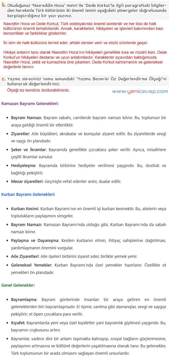 5. Sınıf Türkçe 2. Kitap Sayfa 21 22 23 24 Cevapları Meb