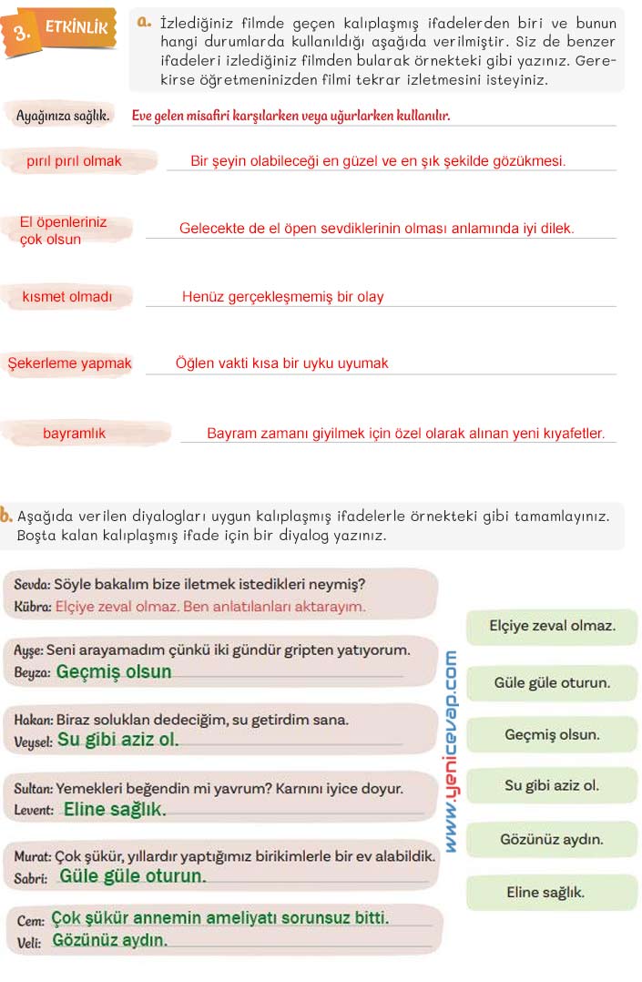 5. Sınıf Türkçe 2. Kitap Sayfa 21 22 23 24 Cevapları Meb