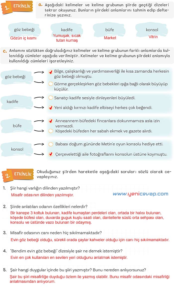 5. Sınıf Türkçe 2. Kitap Sayfa 29 30 31 32 Cevapları Meb