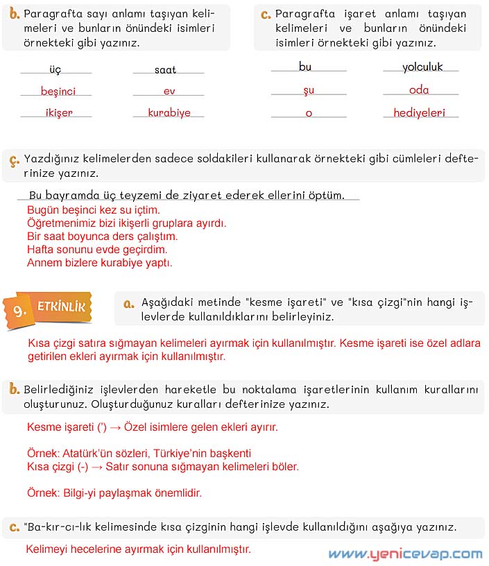 5. Sınıf Türkçe 2. Kitap Sayfa 33 34 35 36 Cevapları Meb