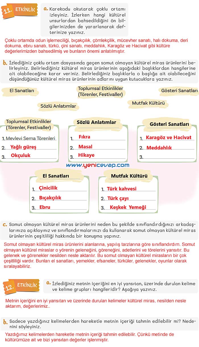 5. Sınıf Türkçe 2. Kitap Sayfa 49 50 51 52 Cevapları Meb