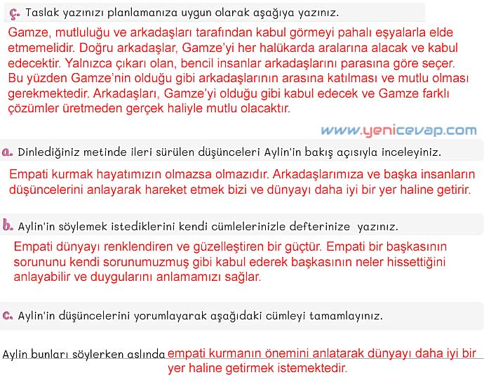 5. Sınıf Türkçe 2. Kitap Sayfa 72 73 74 75 76 Cevapları Meb