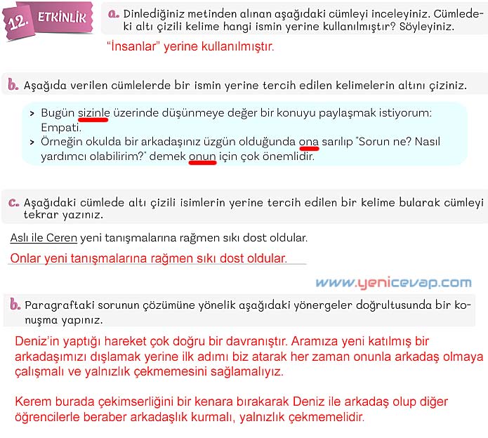 5. Sınıf Türkçe 2. Kitap Sayfa 72 73 74 75 76 Cevapları Meb
