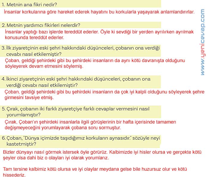 5. Sınıf Türkçe 2. Kitap Sayfa 77 78 79 80 82 Cevapları Meb