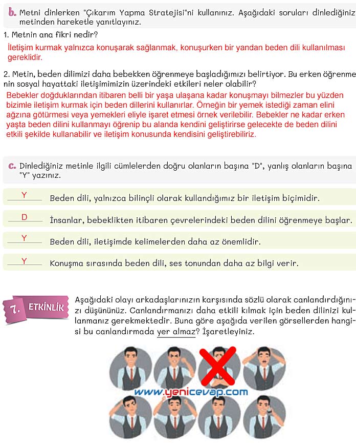 5. Sınıf Türkçe 2. Kitap Sayfa 91 92 93 94 Cevapları Meb