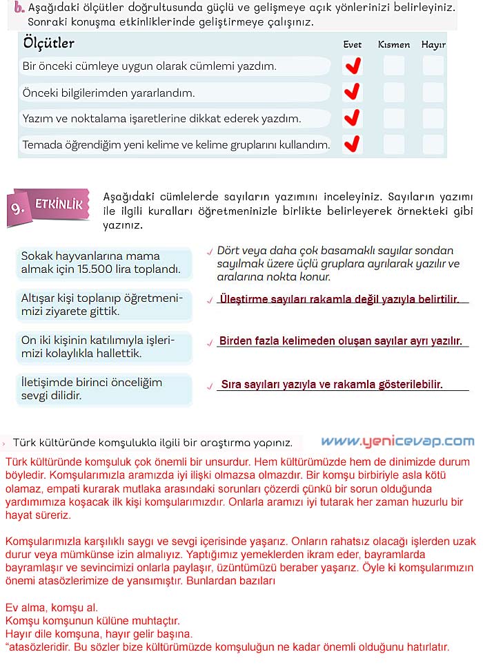 5. Sınıf Türkçe 2. Kitap Sayfa 91 92 93 94 Cevapları Meb
