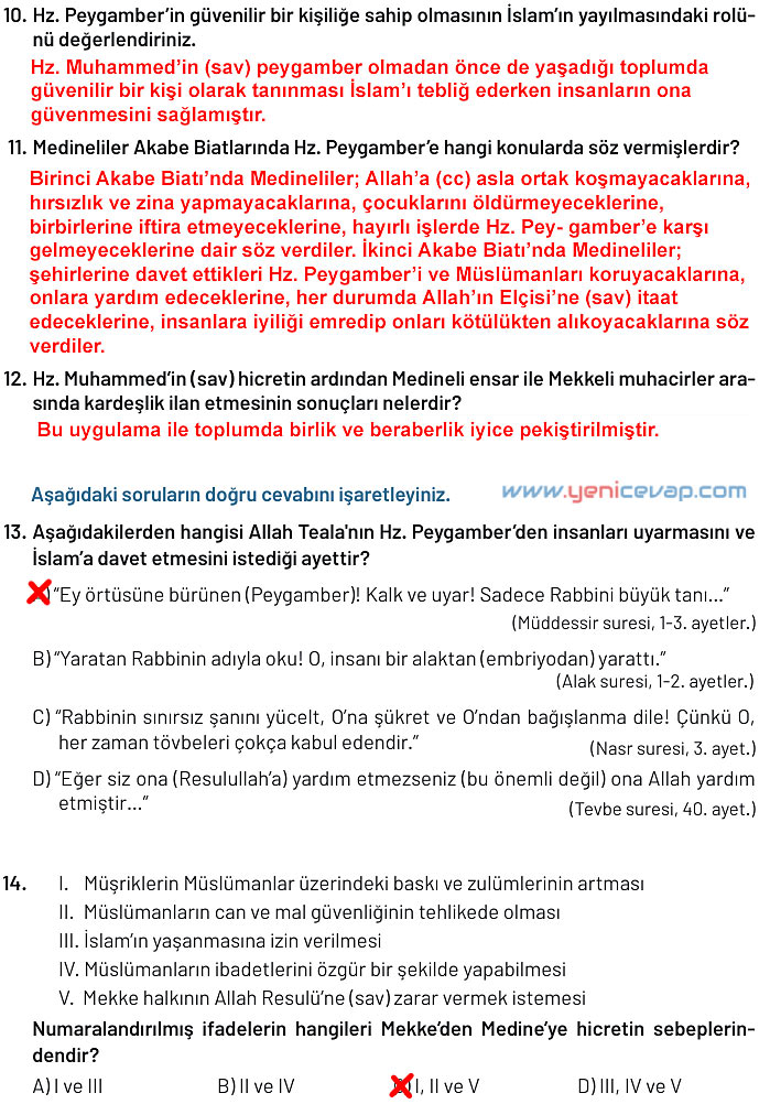 6. Sınıf Din Kültürü Kitabı Sayfa 121 123 124 125 126 127 128 Cevapları Meb