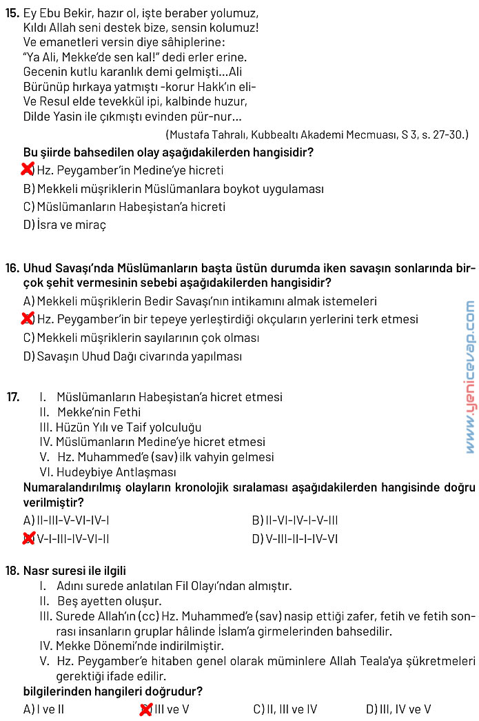 6. Sınıf Din Kültürü Kitabı Sayfa 121 123 124 125 126 127 128 Cevapları Meb