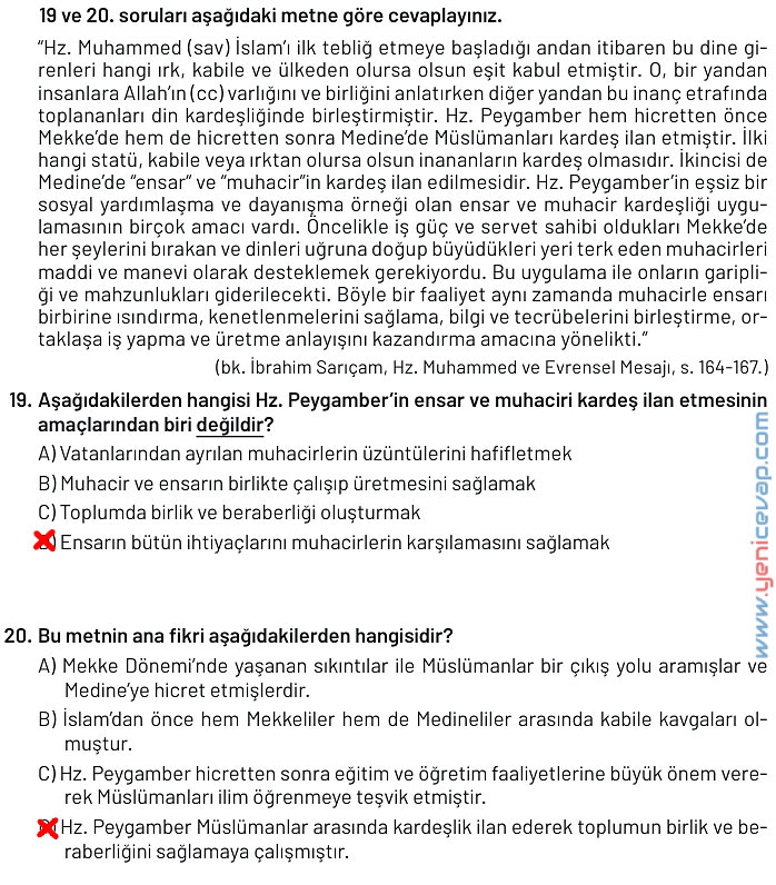 6. Sınıf Din Kültürü Kitabı Sayfa 121 123 124 125 126 127 128 Cevapları Meb