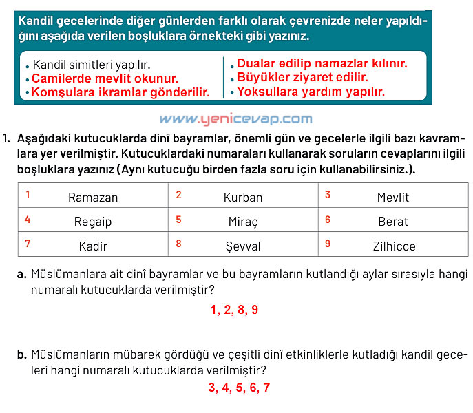 6. Sınıf Din Kültürü Kitabı Sayfa 130 135 137 141 142 143 144 145 Cevapları Meb