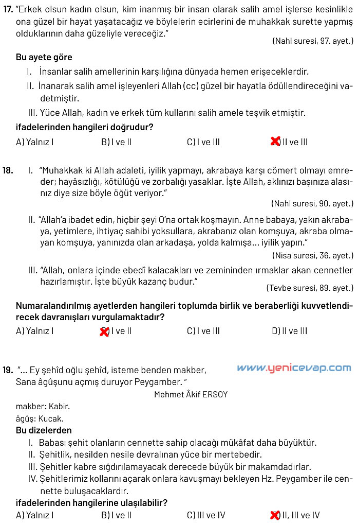 6. Sınıf Din Kültürü Kitabı Sayfa 130 135 137 141 142 143 144 145 Cevapları Meb