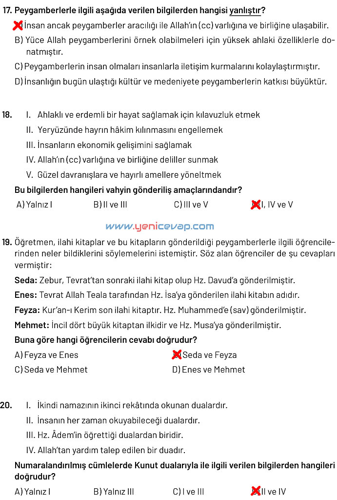 6. Sınıf Din Kültürü Kitabı Sayfa 40 41 42 43 44 49 Cevapları Meb