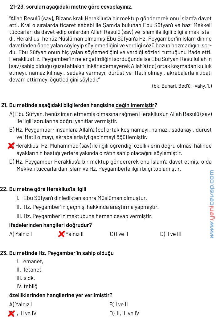 6. Sınıf Din Kültürü Kitabı Sayfa 40 41 42 43 44 49 Cevapları Meb