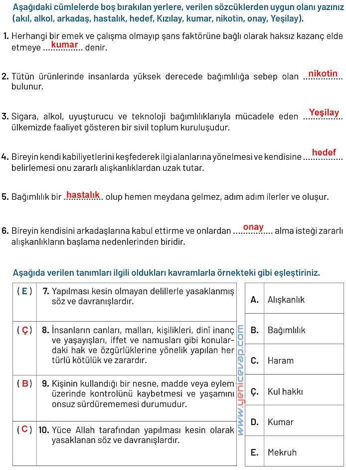 6. Sınıf Din Kültürü Kitabı Sayfa 96 97 98 99 100 Cevapları Meb