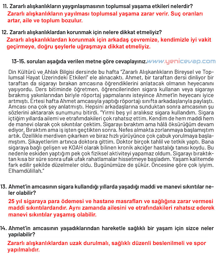 6. Sınıf Din Kültürü Kitabı Sayfa 96 97 98 99 100 Cevapları Meb